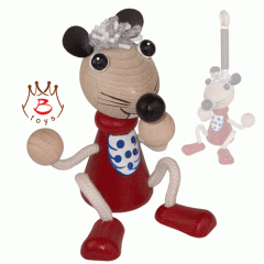 DŘEVĚNÁ MYŠ - FIGURKY NA PRUŽINĚ